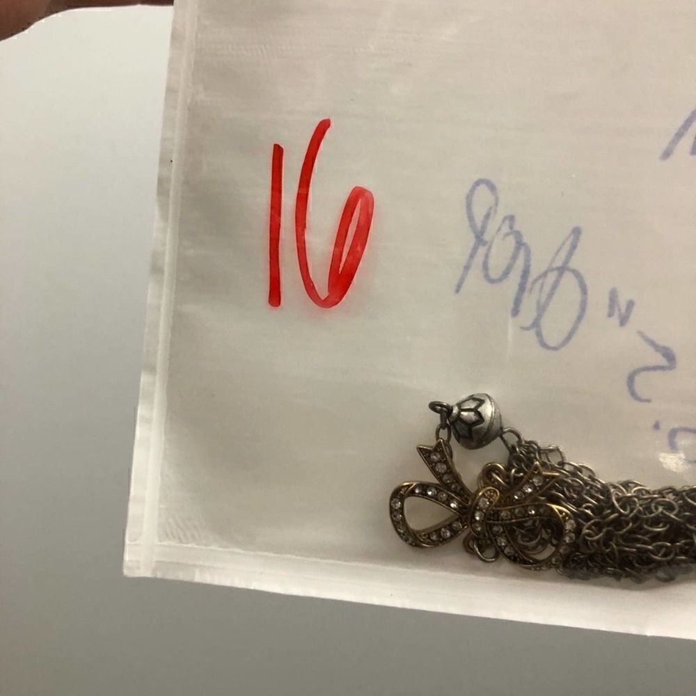American Eagle Rhinestone Bow Tassel Necklace - Picture 6 of 8